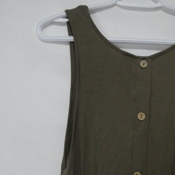 REVAMPED By Sirens | small | Khaki Sleeveless Dress With Back Button Detail - Picture 10 of 16